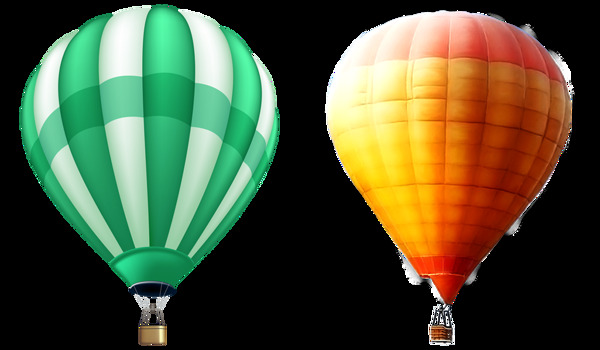 两种热气球免抠png透明图层素材