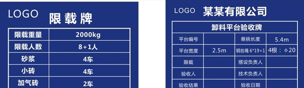 建筑施工限载牌