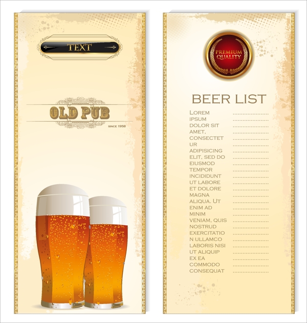 欧式啤酒菜单列表图片