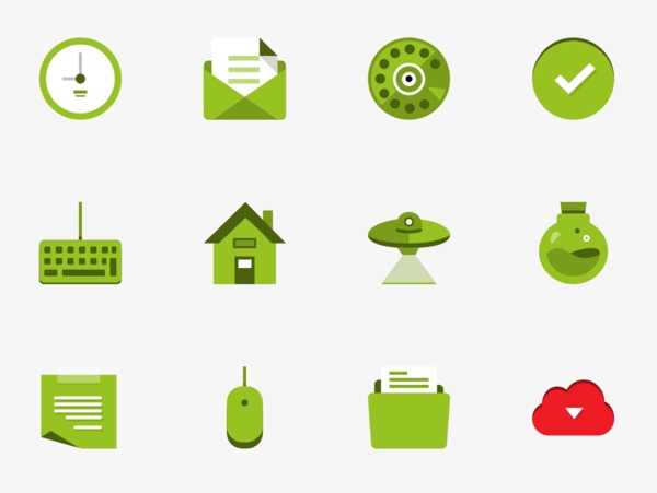 绿色扁平商务生活icon图标