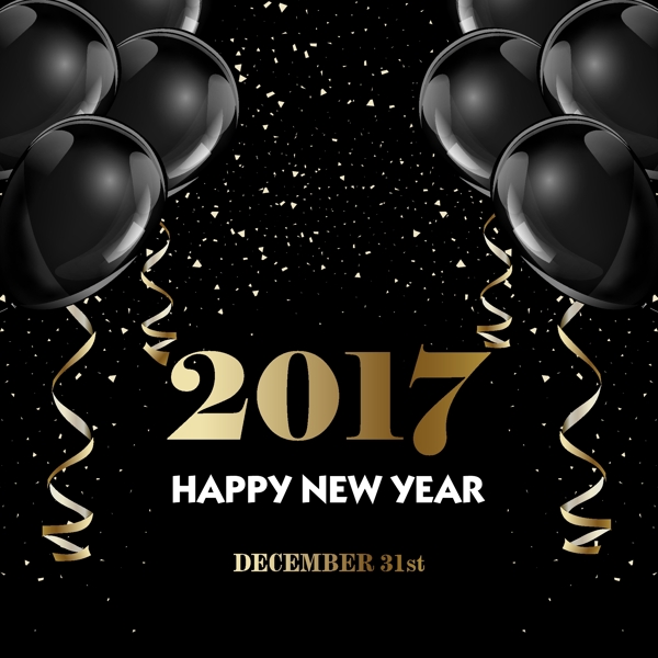 黑色气球2017圣诞节矢量背景装饰素材