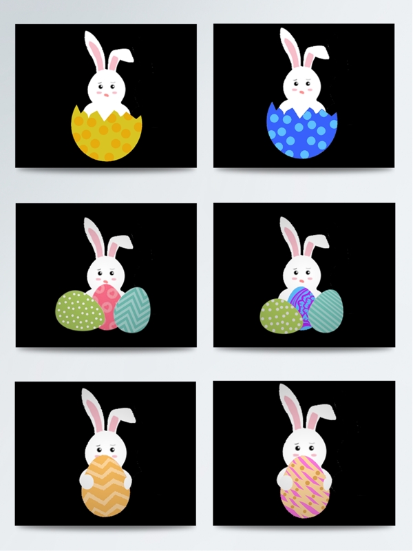 复活节兔子加彩蛋彩色配图psd模板