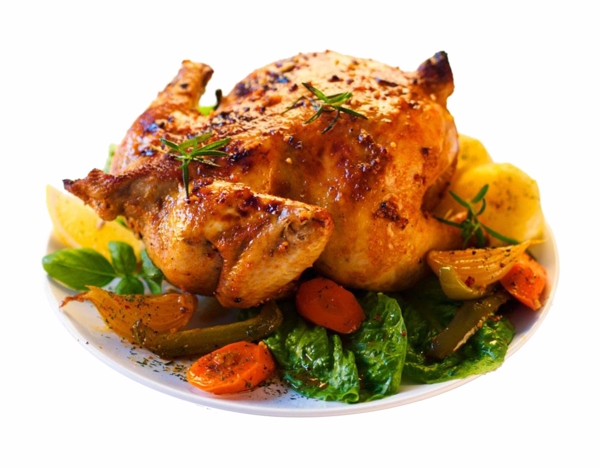 一盘美味火鸡烤鸡蔬菜水果植物食物煎烤烧鸡