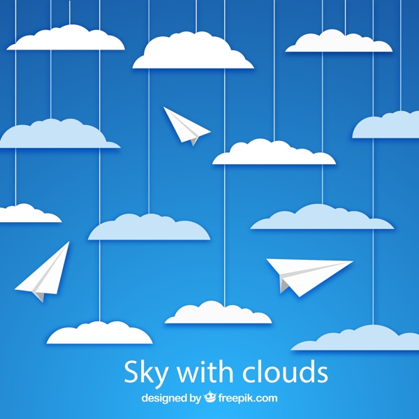 天空中的云朵和纸飞机图片