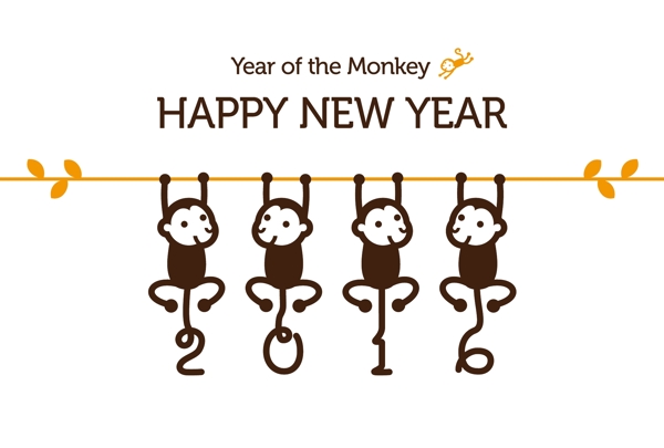 2016年可爱猴子贺卡矢量素材图片