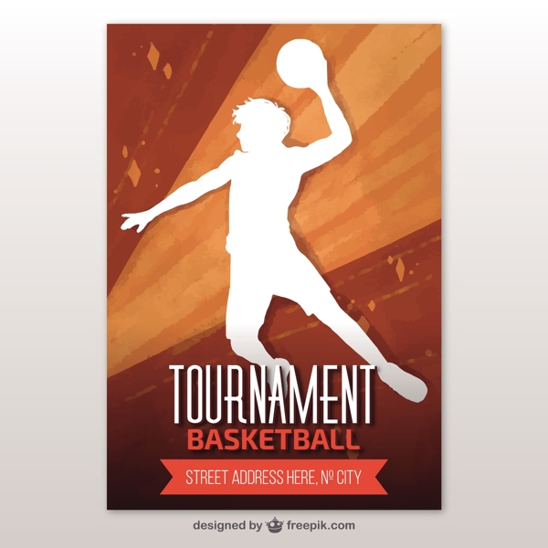 篮球比赛宣传册和运动员剪影