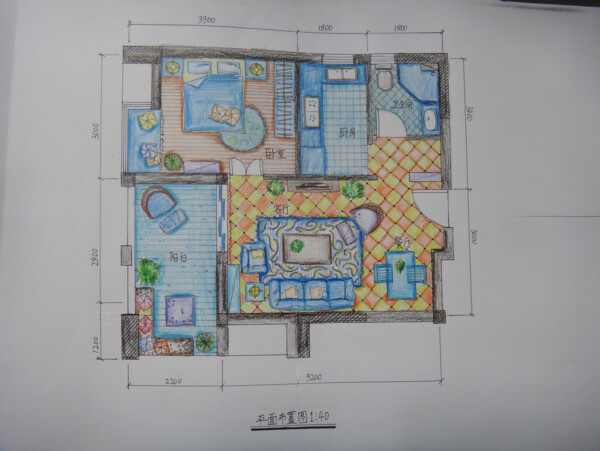 室内平面布置手绘图片