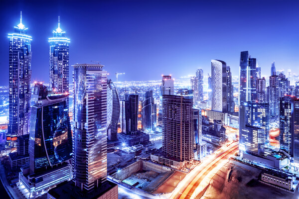 摩天大楼迪拜阿联酋夜景图片