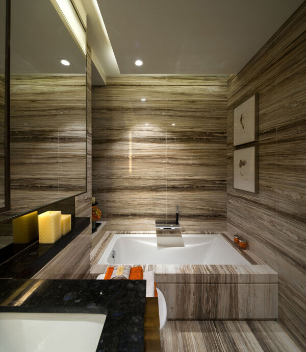 现代北欧轻奢风格浴室浴缸装修效果图