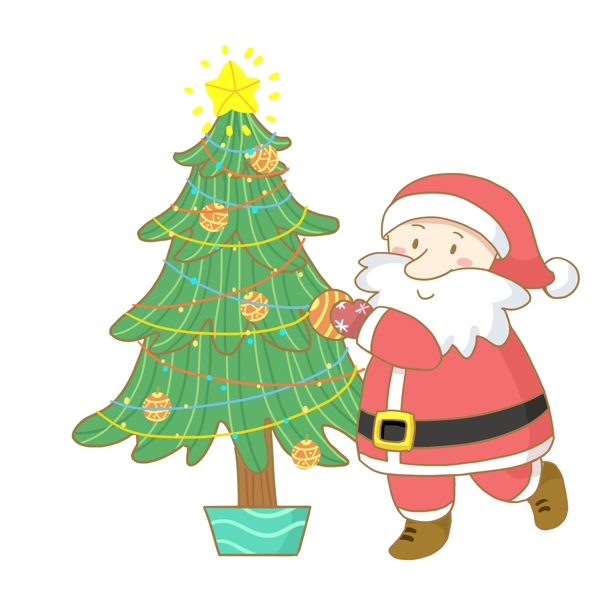 圣诞老人和圣诞树免抠PNG素材