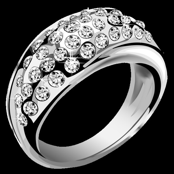 银质镶钻戒指免抠png透明素材