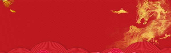 红色中国风神兽龙古兽banner背景