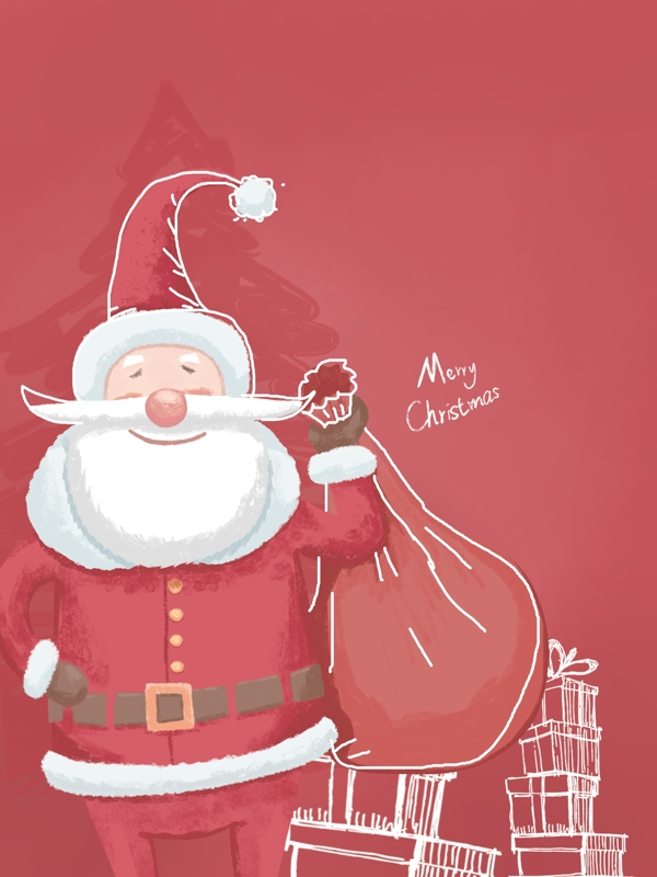 手绘圣诞老人背景设计