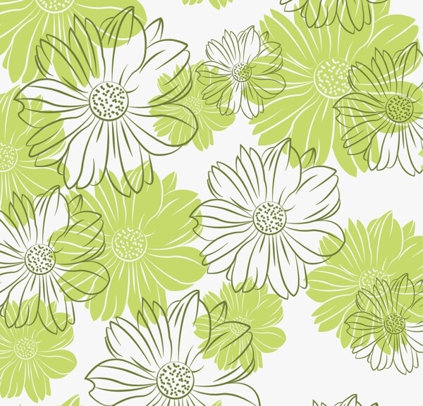 无缝拼接绿色花朵背景图案