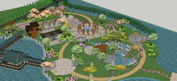 滨水公园模型图片