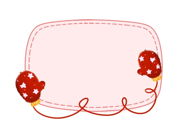 冬季手套装饰粉色边框插画