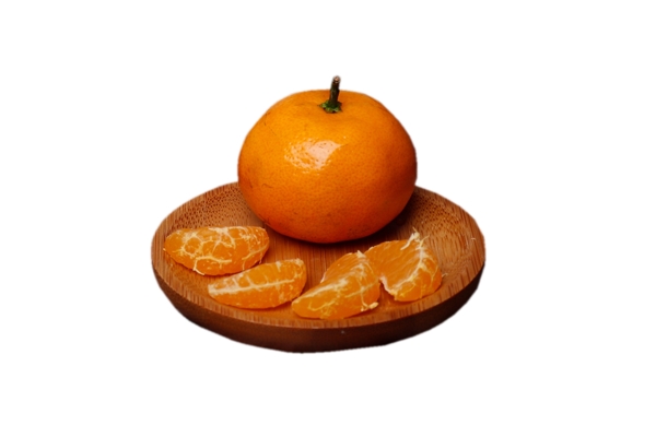 成熟的黄色橘子和橘子瓣png素材