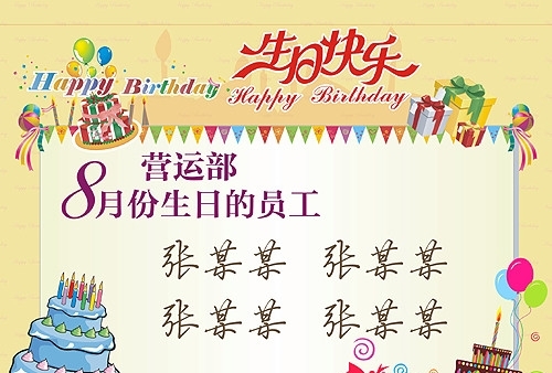 员工生日展板设计底图未分层图片