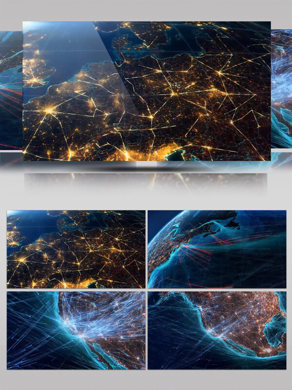 互联网云计算数据传输地球光线连接航班