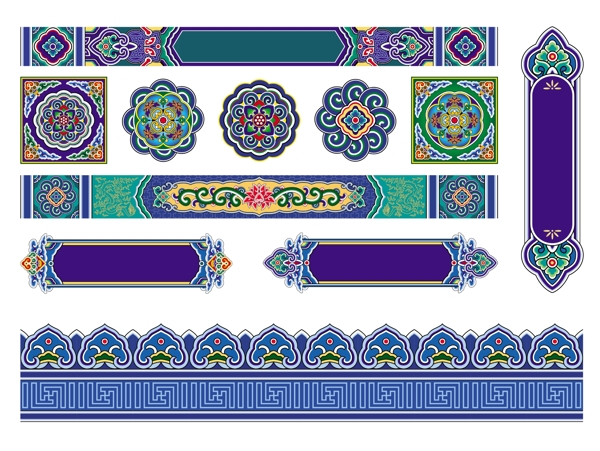 传统中式纹饰图样装饰设计效果图