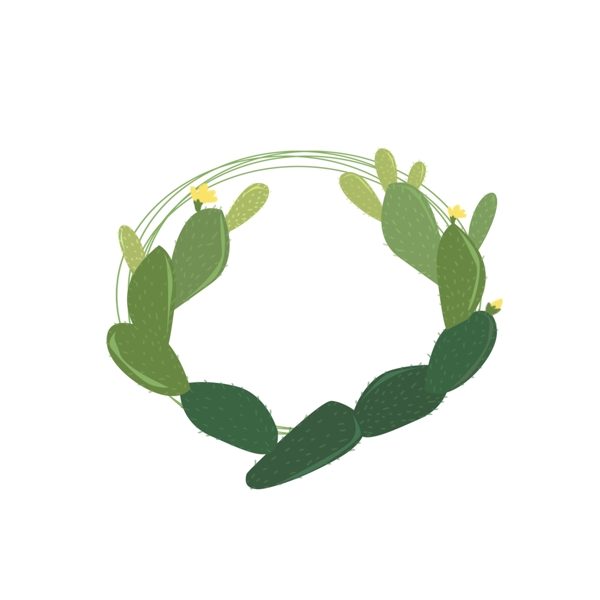 仙人掌植物绿色插画风边框