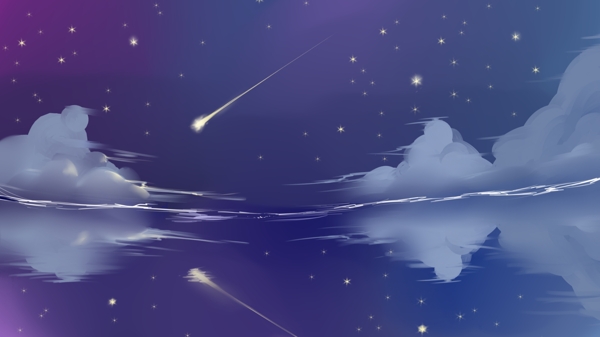 夜空中划过的流星蓝天湖水背景