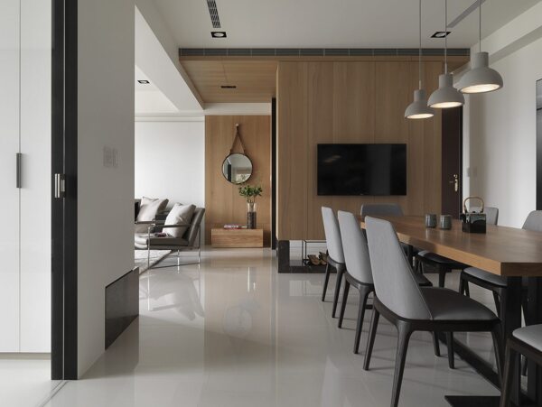 北欧清新客厅白色地板室内装修JPEG图