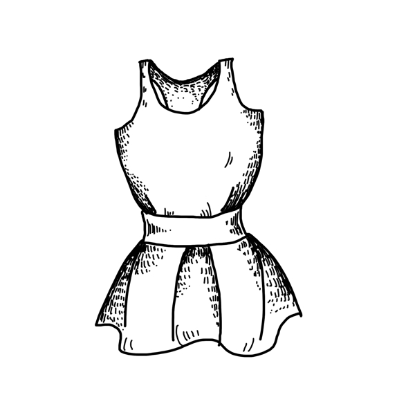 时尚裙子线稿插画
