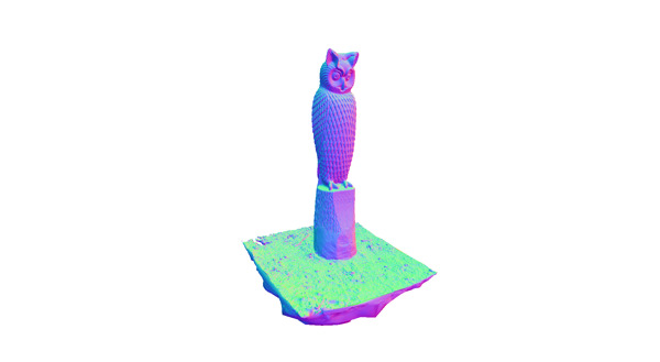 3D木猫头鹰雕像