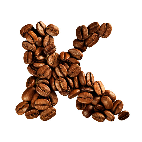 咖啡豆组成的字母K图片