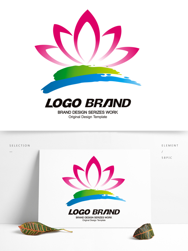 矢量中国风荷花logo公司标志设计