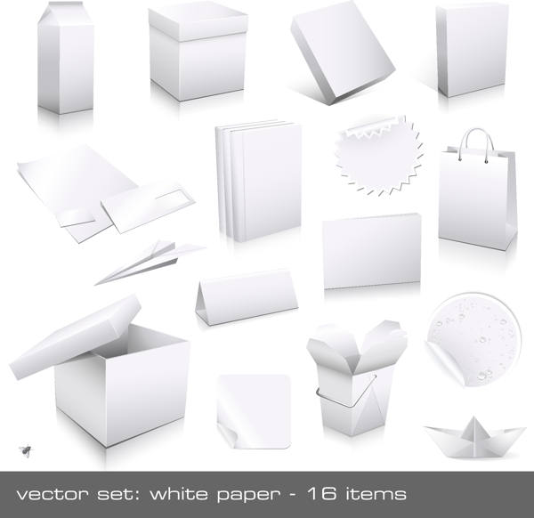 白色纸盒礼盒包装矢量素材