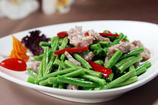 豆角炒肉滑图片