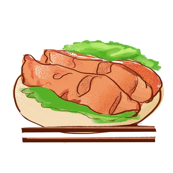 鸡腿肉的美食插画