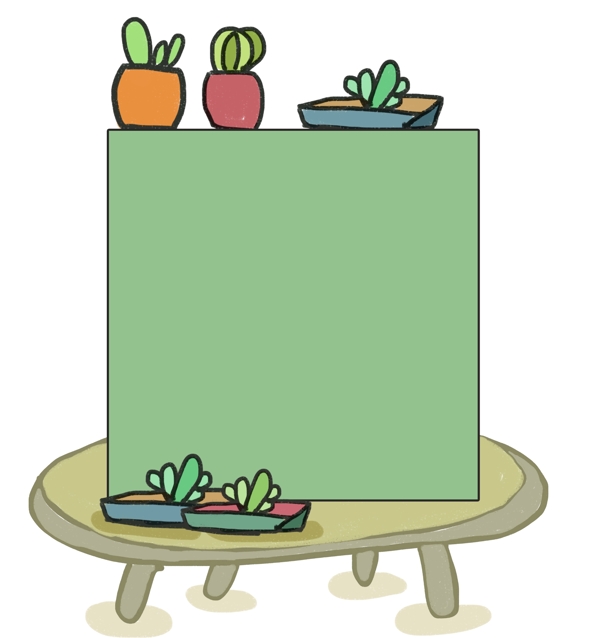 盆栽绿色边框插画