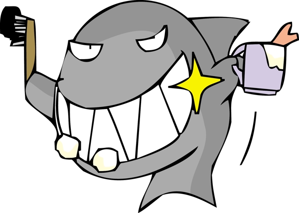 印花矢量图鲨鱼可爱卡通色彩免费素材