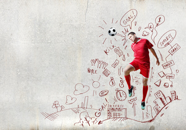 足球人物卡通图标背景