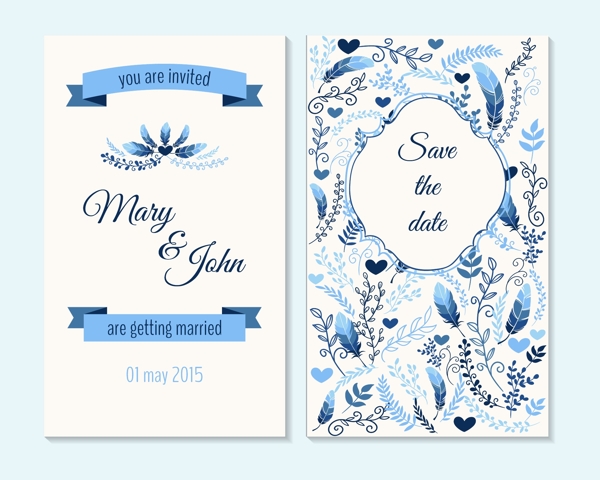 蓝色婚礼创意卡片背景素材