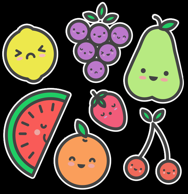 各种水果表情插画图标免抠png透明素材