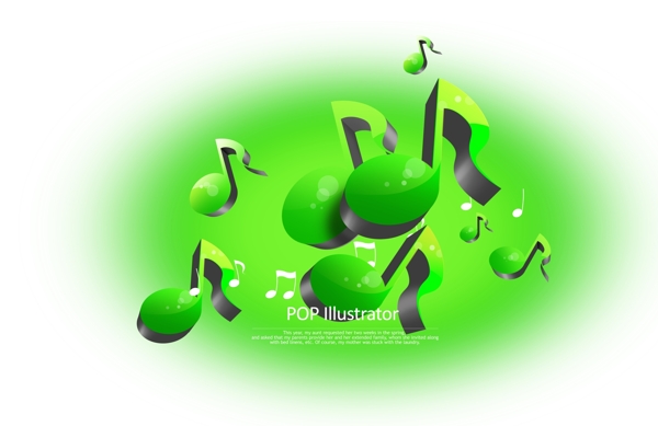 绿色立体音乐音符