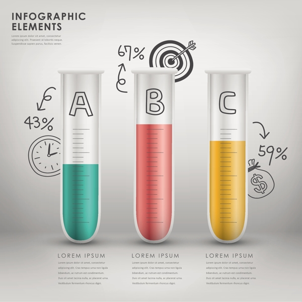 彩色试管信息图矢量