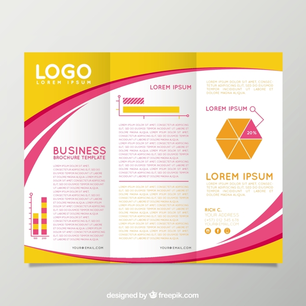 黄色和粉红色商业手册