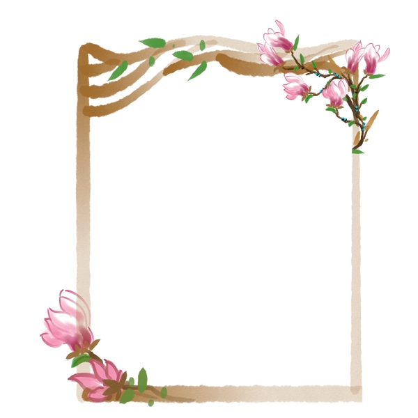 婚礼花卉小框插画