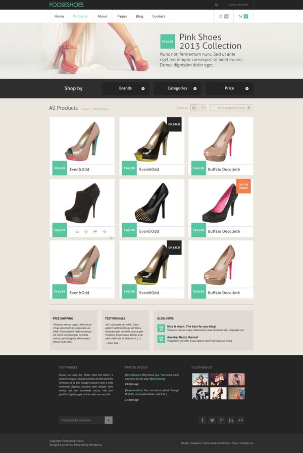 女人鞋子网站页面设计模板