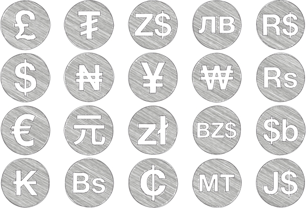 手绘货币图标集