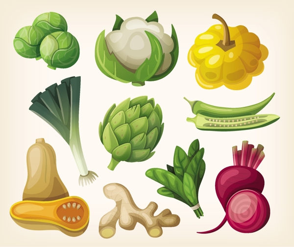 彩绘蔬菜矢量设计素材