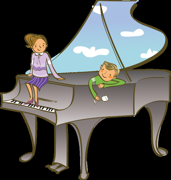 卡通钢琴儿童弹钢琴