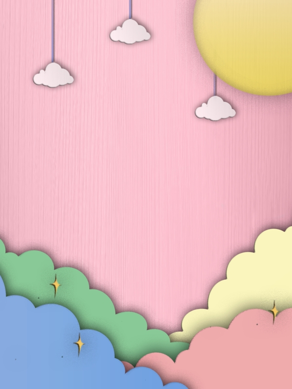 创意清新粉色云朵剪纸风背景