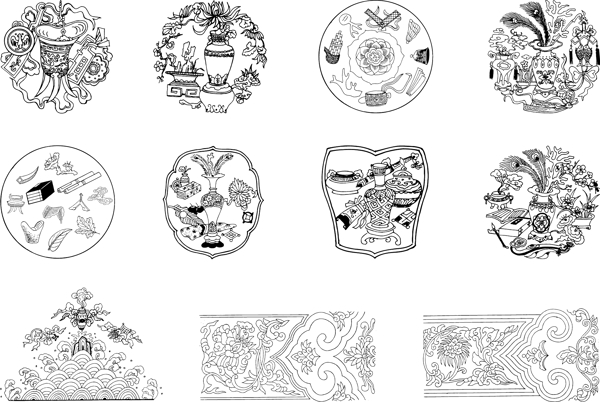 中国的古典矢量素材12双