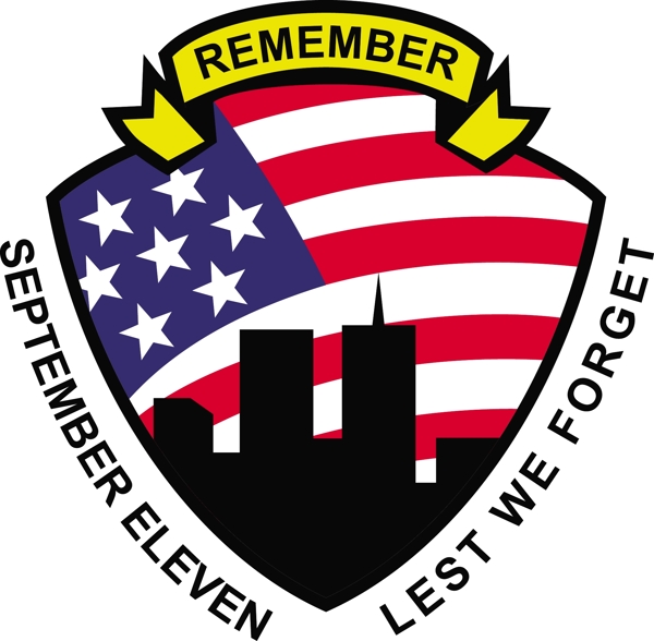 911世界贸易中心的美国国旗盾牌